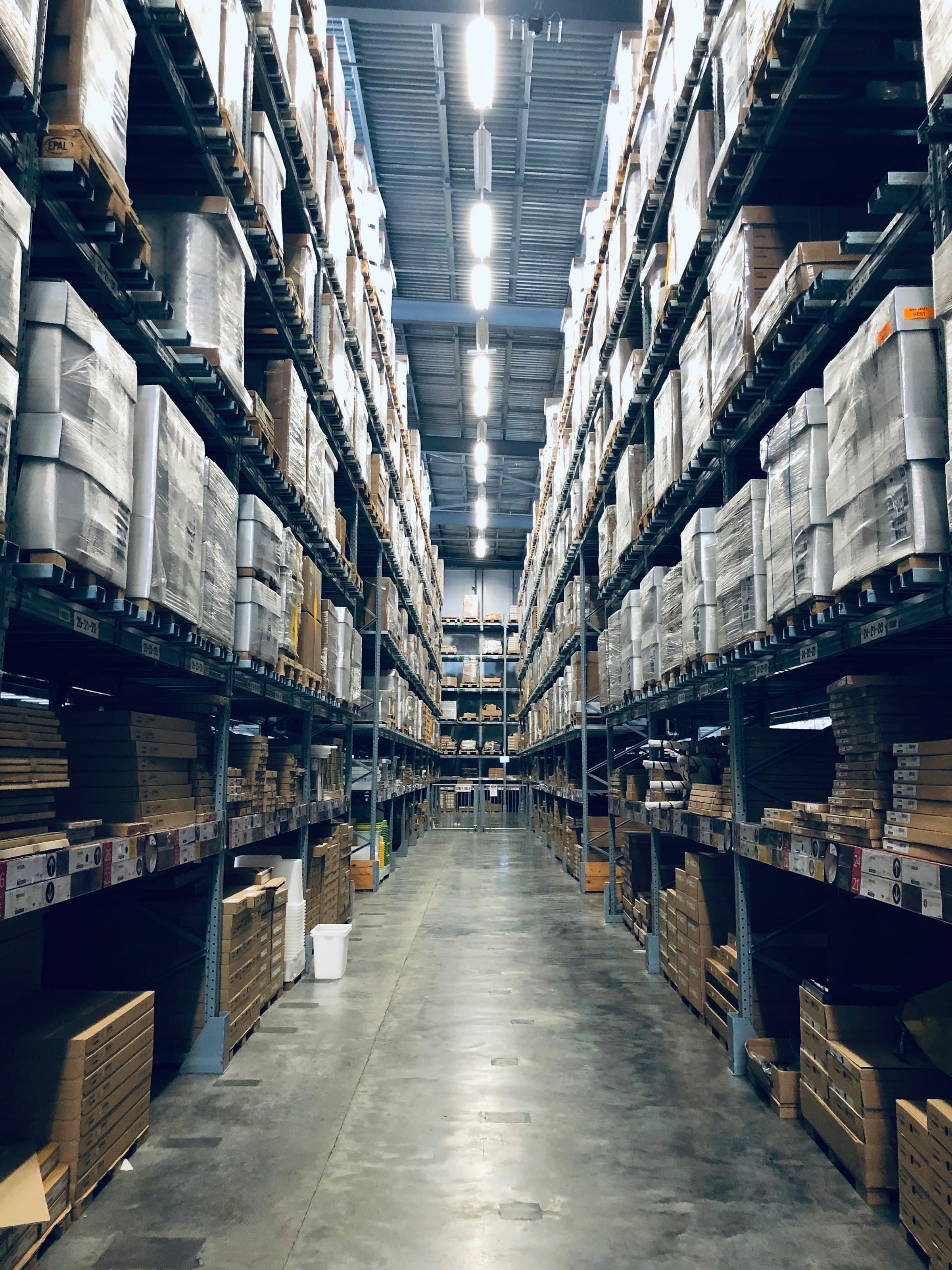 Warehouse floor with pallets and inventory